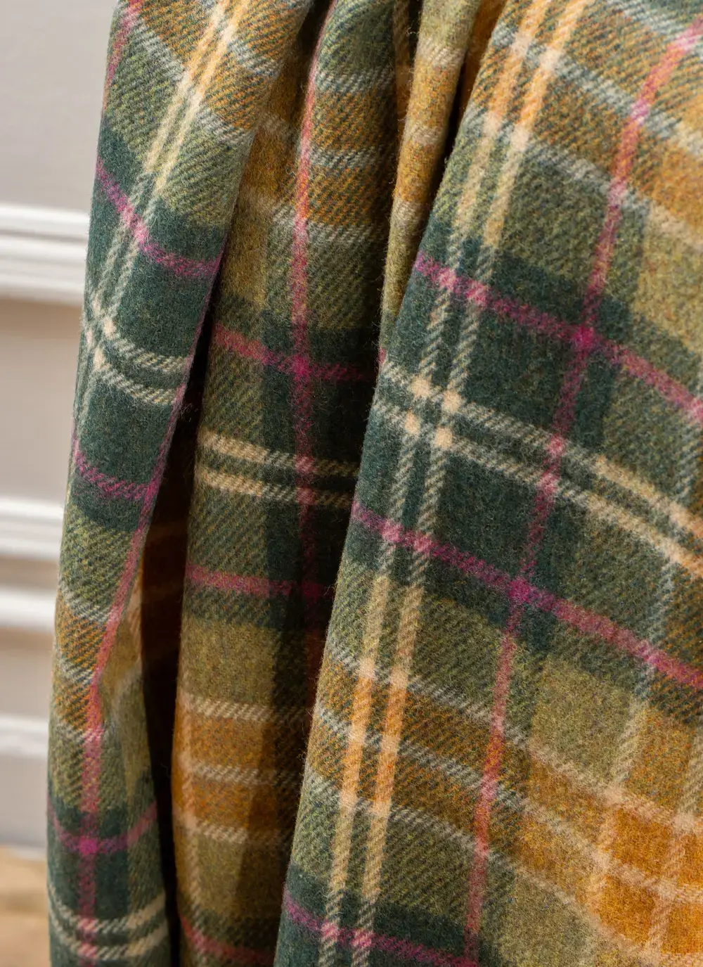 Green, Rust & Pink Lambswool Throw